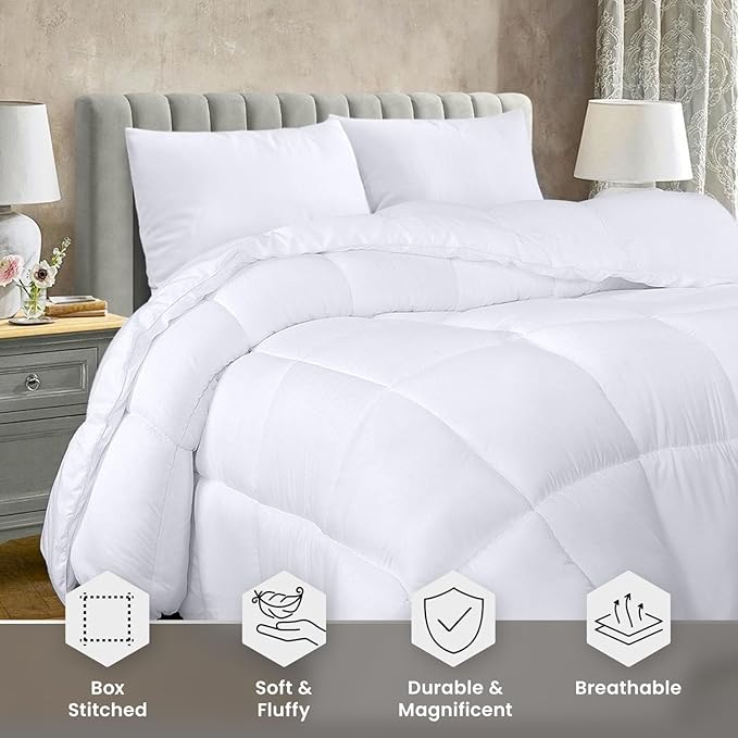 Utopia Bedding Comforter Duvet Insert, Quilted Comforter with Corner Tabs, Box Stitched Down Alternative Comforters Twin Size (White, Pack of 2)