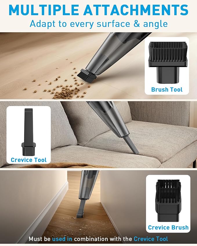 PowerSpeed CleanView Portable Handheld Vacuum - 16000Pa Strong Suction Powerful with 800mL Dust Cup and LED Light - Cordless Vacuum Cleaner for Home Daily Quick Clean - for Dust/Pet Hair/Floor Debris