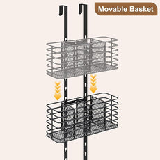 7-Tier Over The Door Organizer, Shower Caddy Hanging &Wall Mounted Hair Tool Organizer/Hair Dryer Holder Adjustable, Behind Door Storage for Bathroom Bedroom Closet Cabinet Pantry Kitchen