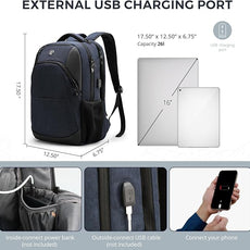 Swissdigital Design Travel Laptop Backpack for Men and Women, Business Backpack with USB Charging Port for Fits 16 Inch Notebook, Blue | SD1670-12