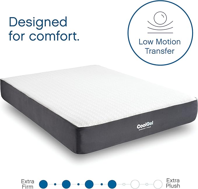 Cool Gel 10 Inch California King Memory Foam Mattress Medium Firm, King Size Memory Foam Mattress Cooling, Made in the USA, 10" Depth with Pressure Relief, CertiPUR-US Certified, CoolGel Bed