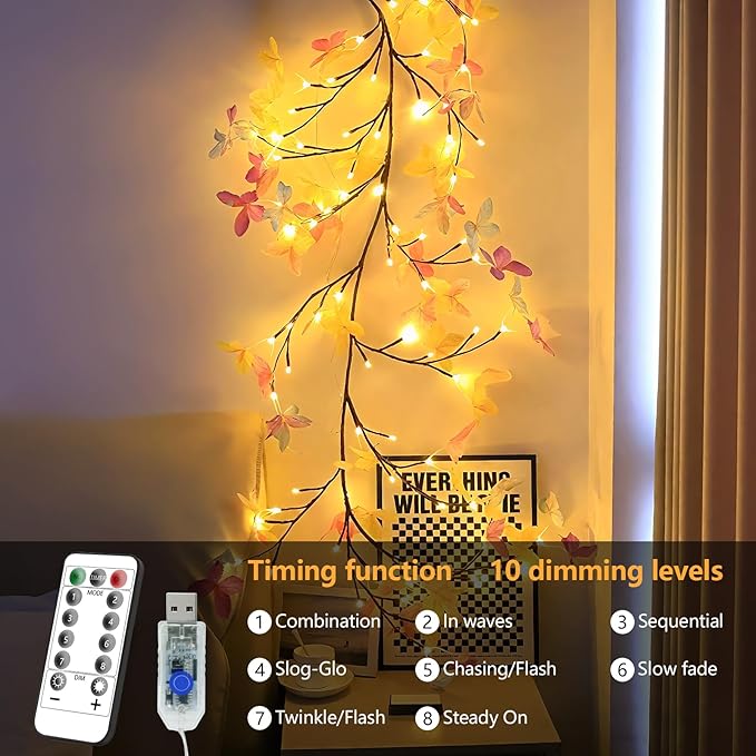 Butterfly Enchanted Willow Vine Lights, 7.55FT 144LED 3 Color Butterfly Blossom Tree Branch Lights for Wall, Remote Timer,8 Light Model,Bedroom Wall Doors Wedding, Christmas, USB Battery Box