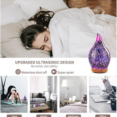 Porseme Essential Oil Diffuser 3D Firework Glass Aromatherapy Ultrasonic Humidifier Rose Gold,Auto Shut-Off,Timer Setting,BPA Free,Aroma Decoration for Home,Office,Gym,Spa,Premium Gift 100ML