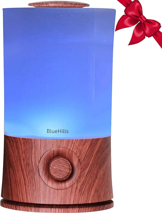 BlueHills Premium 2000 ML XL Essential Oil Diffuser Aromatherapy Humidifier for Large Room Home 40 Hour Run Huge Coverage Area 2 Liter Extra Large Capacity Diffuser High Mist Dark Wood Grain E003