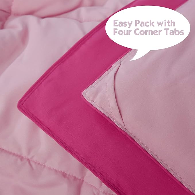 HIG 3pc Pink King Comforter Set Duvet Insert, Reversible, All Season, Box Stitched, with Corner Tabs, Soft, Fluffy