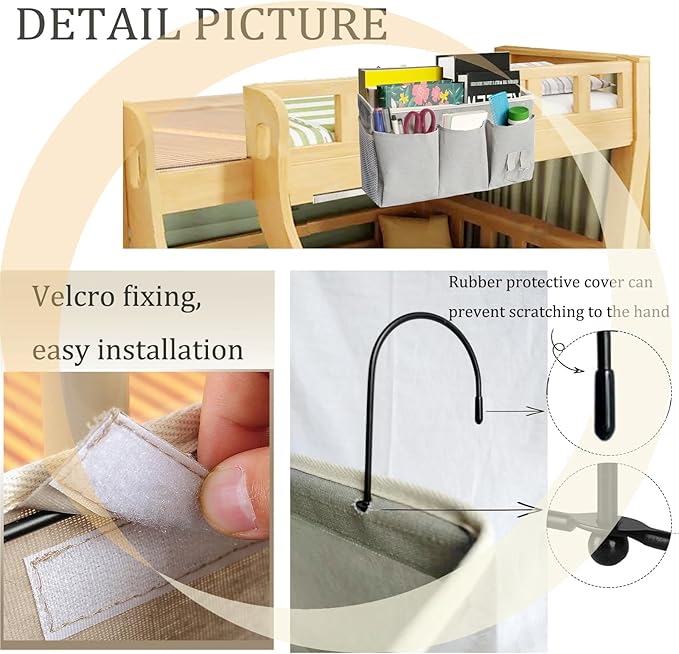 Bedside Caddy, Bedside Hanging Storage Organizer forBunk and Hospital Beds,College Dorm Bed，Can be Placed Glasses Books Mobile Phones (Black1)