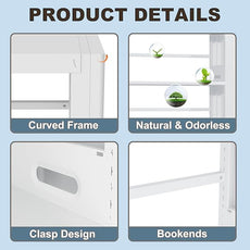 Metal Bookshelf, 5 Tier Bookshelf with Adjustable Shelves, White Bookshelf, Heavy Duty 69” Tall Bookcase, Large Book Case Book Shelf for Bedroom, Living Room, Office, Library