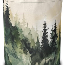 Landscape Pine Forest Laundry Hamper Large Canvas Fabric Lightweight Storage Basket/Dirty Clothes Collapsible Waterproof for College Dorms, Boys and Girls Bedroom,Bathroom