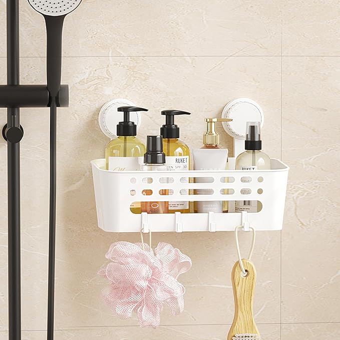 Lifewit Shower Caddy Suction Cup, 10.4inch Removable Shower Shelves for Inside Shower, NO-Drilling Bathroom Organizers and Storage Rack for Shampoo Strong Vacuum Suction, 2 Pack