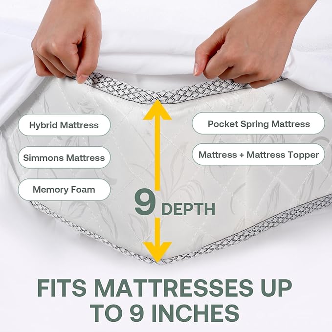 39"x80" Twin XL Mattress Protector 9" Depth【Dorms Hotel Exclusive】 Box Spring Mattress Cover Waterproof Soft Noiseless Breathable Mattress Encasement