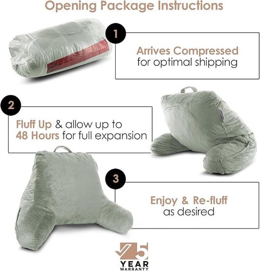 Nestl Reading Pillow for Kids & Teens with Shredded Memory Foam, Backrest Pillows for Reading, Watching, and Gaming, Use on The Couch, Bed, or Floor, Adjustable Support with Washable Cover Sage Green