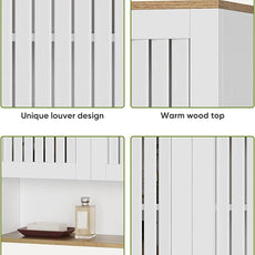 Bathroom Cabinet with Louvered Door, White Wall Mounted Cabinet with Adjustable Shelf for Bathroom, Laundry Room, Above Toilet Organizer