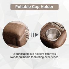 CANMOV Leather Recliner Chair Set of 2, Classic and Traditional Manual Recliner Chair with Overstuffed Arms and Back, Manual Single Sofa with Concealed Cup Holders,Nut Brown