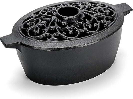 INNO STAGE Wood Stove Steamer, Cast Iron Humidifier for Stove, Home Indoor Decorative, Matte Black Finish, Rust Resistant, Lattice Top, 2.5 Quart Capacity, Patented