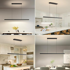 Modern Island Lights, 57in LED Pendant Light Dimmable with Remote Control 3000k-6000K Adjustable Color Temperature, Aluminum Chandelier Lamp Fixture for Kitchen, Dining Room, Billiard Room