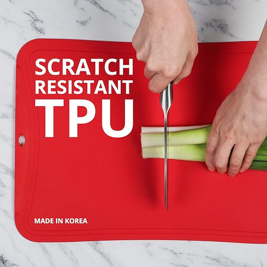 Blue Ginkgo TPU Cutting Mat [Medium] – Korean-Made Flexible, Knife-Friendly, Durable Kitchen Cutting Board (Red)