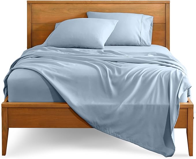 Bare Home Full Sheet Set - Luxury 1800 Ultra-Soft Microfiber Full Bed Sheets - Double Brushed - Deep Pockets - Easy Fit - 4 Piece Set - Bedding Sheets & Pillowcases (Full, Dusty Blue) BareHome