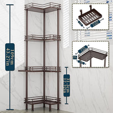 Consumest Corner Shower Caddy Standing - 4-Tier Stainless Steel Shower Organizer with Soap Holder and 4 Hooks, Large Capacity Corner Shelf Stand for Bathroom, Rest Room, Bronze