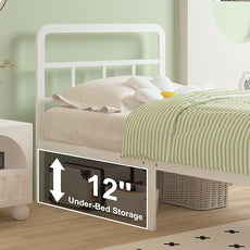 14 Inch Twin Bed Frames with Headboard and Footboard, Heavy Duty Twin Bed Frame with Underneath Storage, No Box Spring Needed, Easy Assembly, White