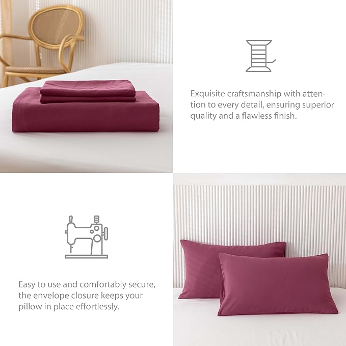 HeimenAogo Egyptian Cotton Duvet Cover Set King, Ultra Soft and Breathable Comforter Cover with Zipper Closure, High Thread Count Long Staple Cotton Blanket Cover 3pcs, Heather Rose