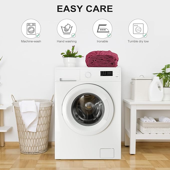 FreshCulture Twin XL Fitted Sheet Only - Hotel Quality Fitted Sheet Twin XL Size - Ultra Soft & Breathable - Brushed Microfiber - Deep Pocket - Cooling Fitted Sheets for Twin XL Size Bed (Burgundy)