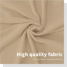 Easy-Going Stretch Bed Headboard Cover,Small Square Jacquard Headboard Slipcover, Dustproof Bed Head Cover for Bedroom (Twin,Sand)