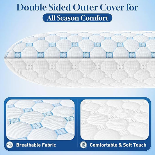 CloudBliss Ultra Slim 2.75” Pillows for Side | Back | Stomach Sleepers, Memory Foam Flat Pillow, Low Profile Sleeper Pillows with Double Sided Comfortable Breathable Pillow Cover, Queen
