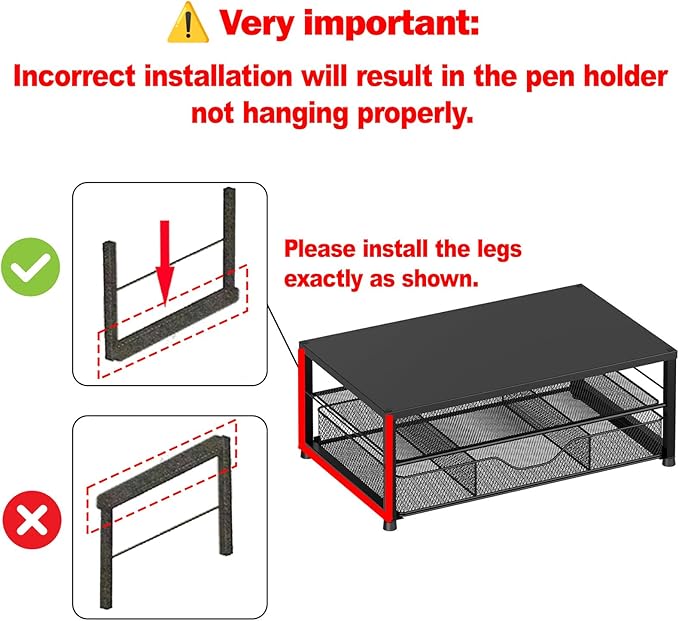 OPNICE Desk Organizers and Accessories, 2-Tier Computer Monitor Stand Riser with Drawer and 2 Pen Holders, Laptop Stand, Office Desk Accessories for Office Supplies, Brown