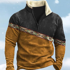Western Sweatshirts for Men Aztec Cowboy Vintage Graphic Fleece Hoodie Mens Quarter Zip Pullover Country Jacket