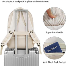 MATEIN 17.3 Inch Womens Laptop Backpack, Water Resistant Work Business Backpack with Multiple Pockets Fits 17 Inch Computer Notebook, Spacious Commute Bag TSA Approved and Comfortable, Beige Brown