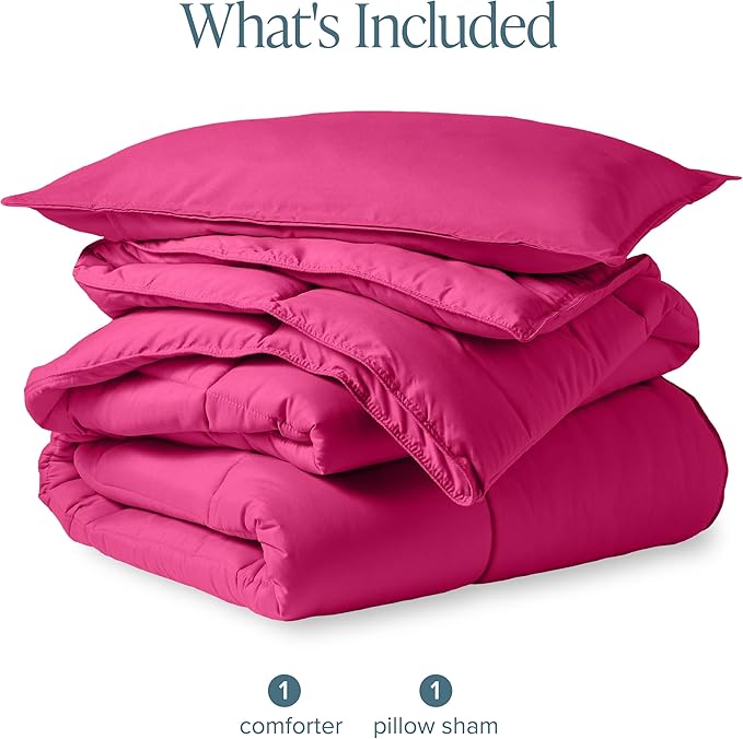 Bare Home Kids Comforter Set - Twin/Twin Extra Long Size - Ultra-Soft - Goose Down Alternative - Premium 1800 Series - All Season Warmth (Twin/Twin XL, Pink)