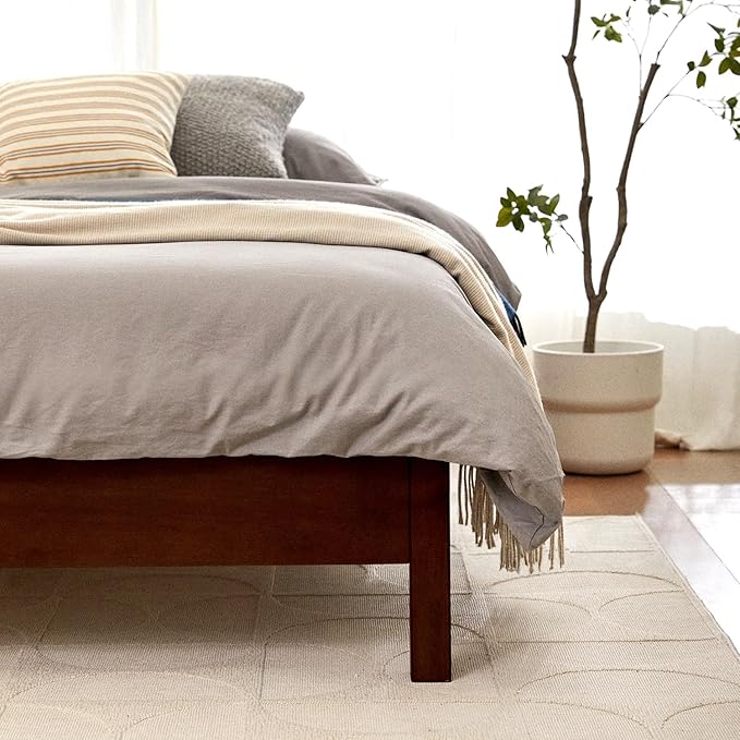 LIFEMENT Twin Signature Wood Platform Bed Frame Walnut, Noise-Free, Under Bed Storage, No Box Spring Needed, Easy Assembly