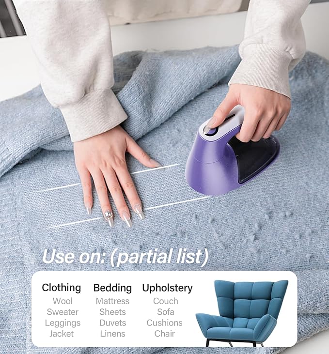 Bymore Fabric Shaver, Lint Shaver for Clothing Furniture Shaver, Sweater Defuzzer Pill Remover Shaver, Lint Remover for Clothing Fuzz-Dark Purple
