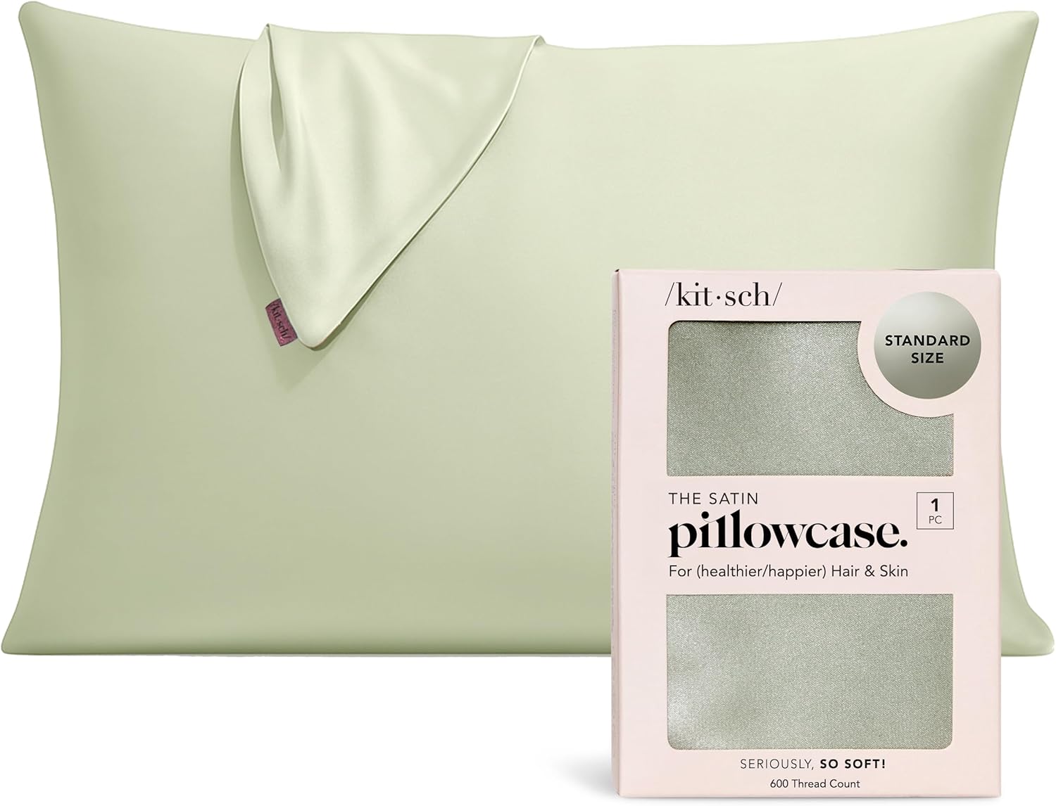 Kitsch Satin Pillowcase with Zipper for Hair & Skin - Softer Than Silk Pillow Cases, Smooth Cooling Satin Pillow Case, Wrinkle-Free, Machine Washable, Pillow Cases Standard Size 19x26 - Lavender Dormly