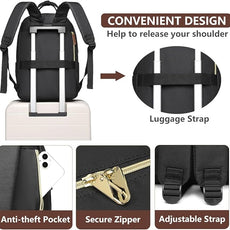 Laptop Backpack for Women Bag - 15.6 inch Work Travel Backpack with USB Charger College Bookbag Waterproof Business Computer Backpack Anti-theft Casual Backpacks for Nurse Teacher Beige Black Brown