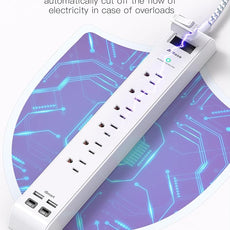 2 Pack Power Strip Surge Protector, 6 Outlets 4 USB Ports (2 USB C) 5Ft Long Extension Cords, Flat Plug Overload Protection Outlet Strip, Wall Mount for Home, Office and Dorm Essential, ETL Listed