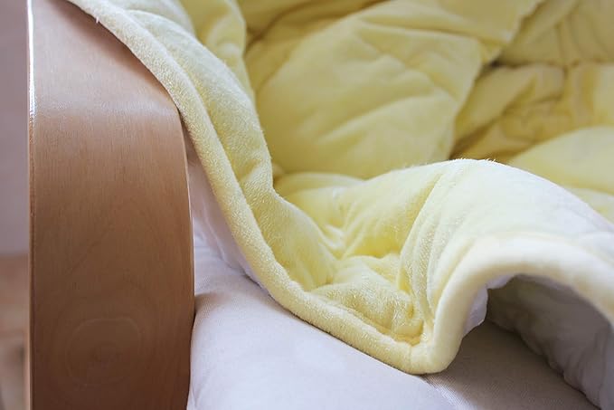ALANSMA Reversible Weighted Blanket for All Season, Luxury Velvet, Warm and Cool, Adult 7Lb Yellow Weighted Blanket, Enjoy Sleeping Anywhere (Light Yellow, 40''x60'' 7lbs)