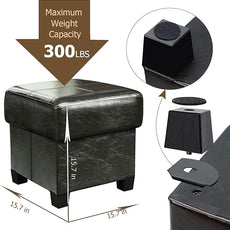 GLAXYFUR Storage Ottoman Cube Folding Footstool PU Leather Storage Bench with Legs, Storage Chest for Living Room, Bedroom, 15.7 x 15.7 x15.7 Inches, Black