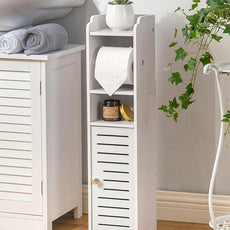 AOJEZOR Toilet Paper Holder Stand: Small Bathroom Storage Cabinet for Small Spaces