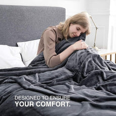 IR Imperial Rooms Fleece Blanket - Super Soft Fluffy Dark Grey Throw Blanket for Sofa and Bed - Warm and Cozy Lightweight 400 GSM Microfiber Bed Throws Blankets, 50 x 60 Inches (Throw/Travel)