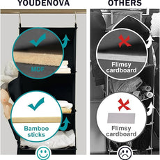 YOUDENOVA Hanging Closet Organizers and Storage, 6-Shelf Hanging Closet Shelves, Black