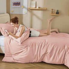 Litanika Comforter Set, Lightweight Solid Bedding Comforter Set, Fluffy Down Alternative Bed Set, Blush Pink, Twin/Twin XL