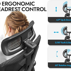 Ergonomic Office Chair - Mesh Desk Chair with Adjustable Lumbar Support High Back Computer Gaming Chairs - Big and Tall Office Chairs Adults, Comfortable for Long Hours, Black