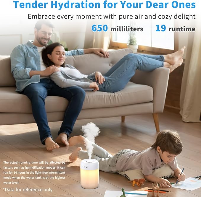 SZO Night Lights Humidifiers For Bedroom, USB Rechargeable, LED Lights For Bedroom,4 Mode Portable Night Lights Humidifier Fit For Various Scenarios,<28dB, Auto Shut-off, Ideal For Home Travel Plants