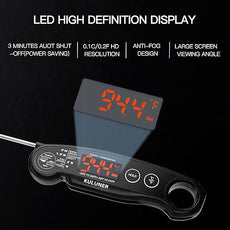 KULUNER 1-Second Rapid and Accurate Meat Thermometer - Waterproof Multifunctional Kitchen Food Thermometer, Ideal for Frying, Smoking, Grilling and More (Black)