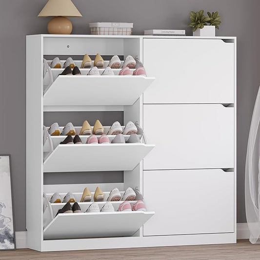 Shoe Cabinet with 6 Flip Drawers, Slim Narrow Shoe Storage Cabinet, Freestanding Shoe Organizer for Entryway, Hallway, Foyer