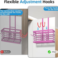 Hair Tool Organizer, 3-in-1 Universal Hair Dryer Holder, Adjustable Height Metal Blow Dryer Holder Wall Mounted/Over Cabinet Door/Free-Standing (Pink)