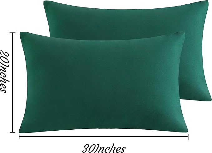 NTBAY Queen Pillow Cases Set of 2, 2 Pack Brushed Microfiber Pillow Cases, Soft, Wrinkle, Fade, Stain Resistant Pillow Cases with Envelope Closure, 20x30 Inches, Dark Green