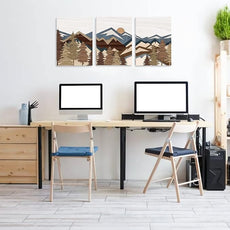 BINCUE Boho Mountain Wall Art Framed Mountains Office Canvas 3 Piece Artwork 12x16 Inch for Living Room Bedroom Décor