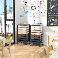 Rolling Storage Cart with Drawers, Rolling Drawer Cart and Wooden Tabletop,Storage Drawer Cart for Living Room,Classroom,Bedroom,Bathroom,Dorm,Office,Brown Gradient